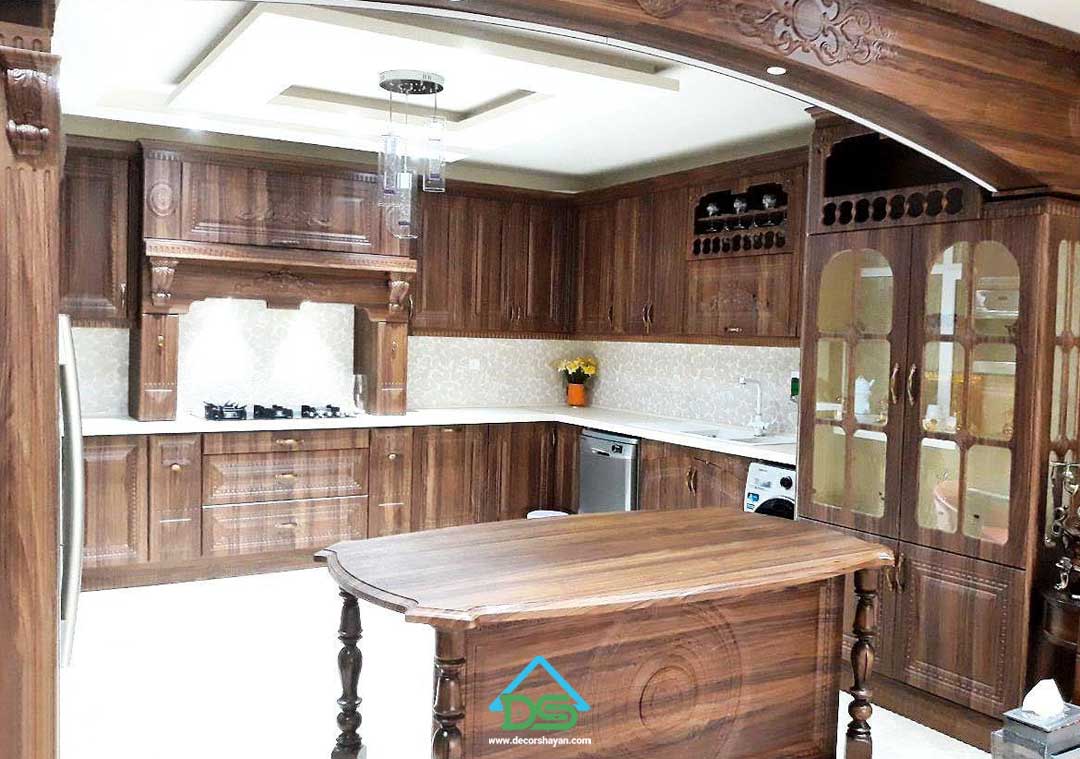 اوپن کابینت کلاسیک چوبی