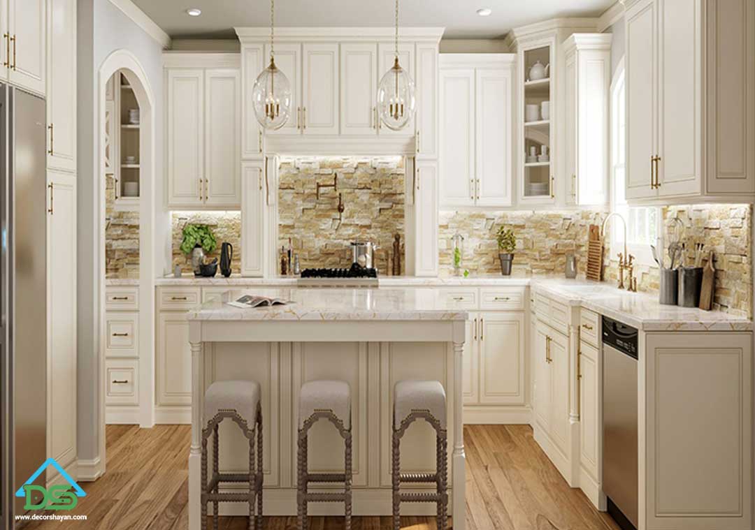 اپن کابینت کلاسیک طرح چوب